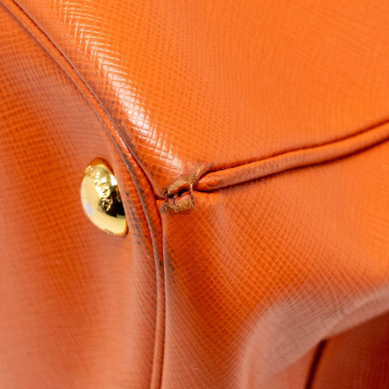 Prada Large Saffiano Tote Bag Leather Orange GHW