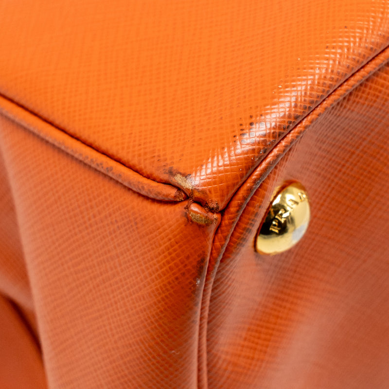 Prada Large Saffiano Tote Bag Leather Orange GHW