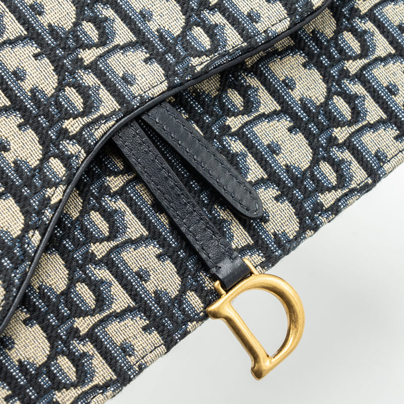 Dior Saddle Pouch With Chain Dior Oblique Jacquard blue GHW