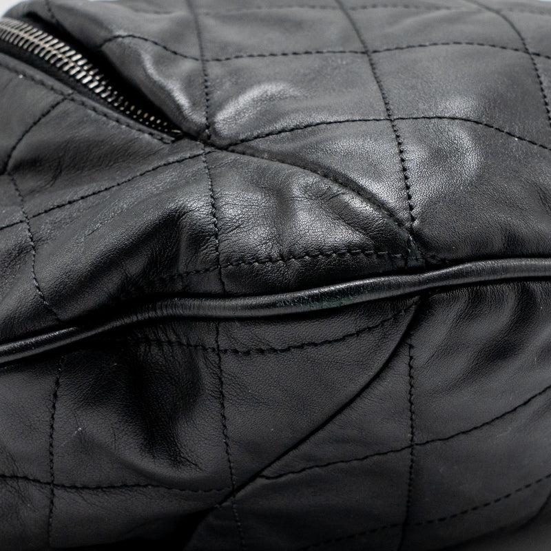 Chanel Coco Pleats Hobo Bag Calfskin Black Ruthenium Hardware