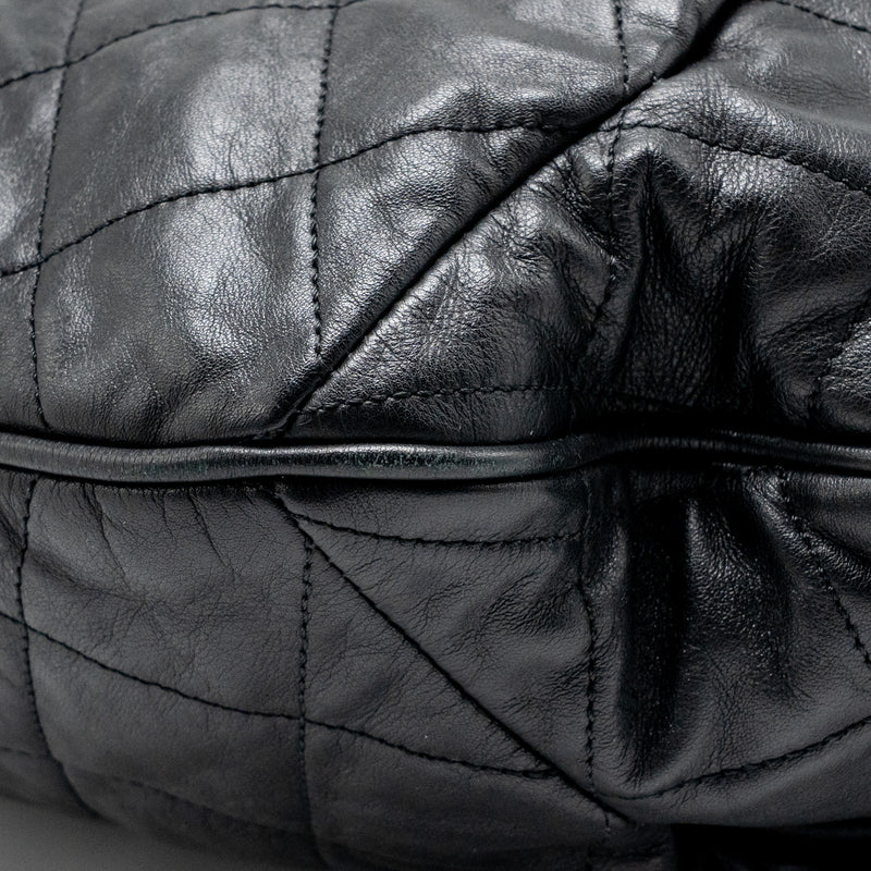 Chanel Coco Pleats Hobo Bag Calfskin Black Ruthenium Hardware
