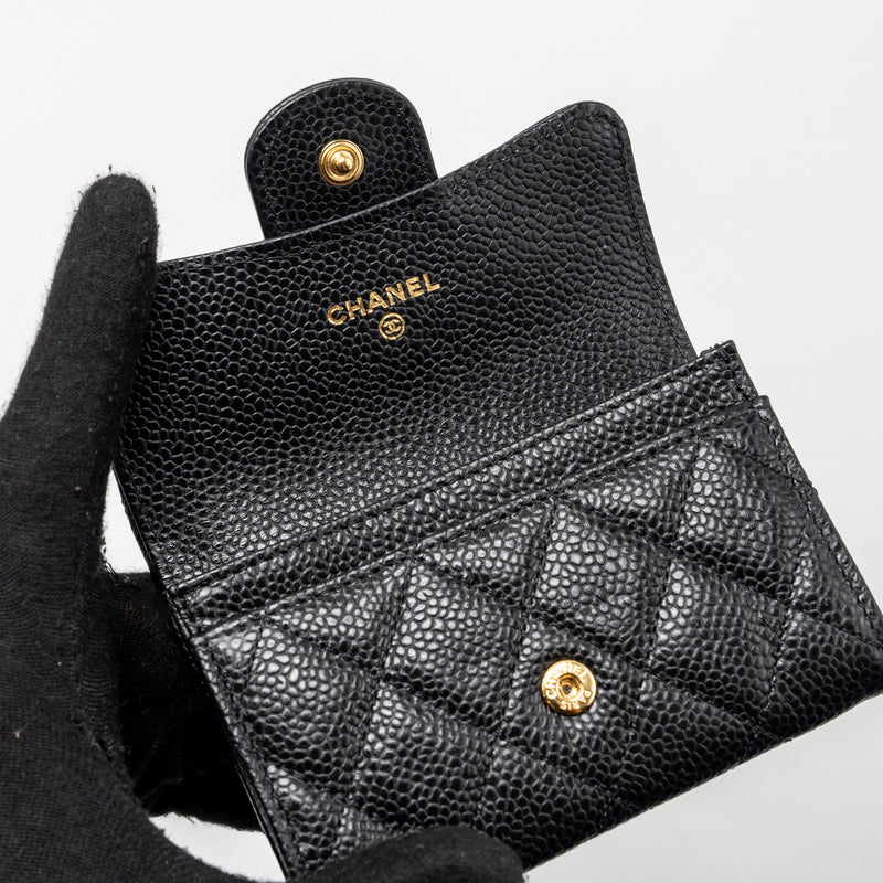 Chanel Classic Flap Card Holder Caviar Black GHW (Microchip)