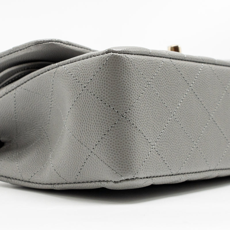 Chanel Small Classic Double Flap Bag Caviar Dark Grey LGHW (Microchip)