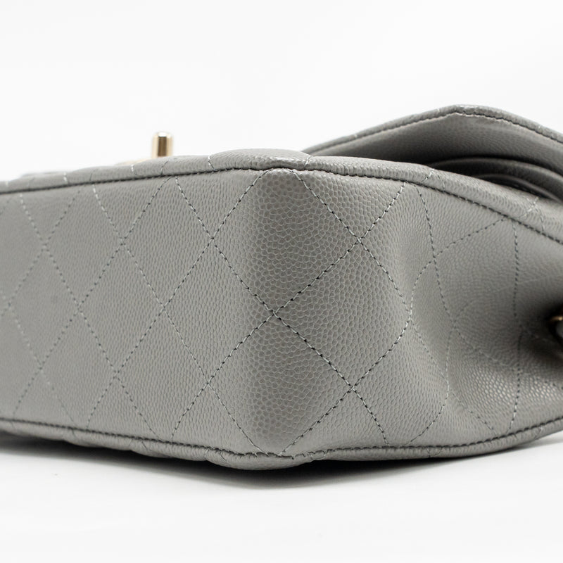 Chanel Small Classic Double Flap Bag Caviar Dark Grey LGHW (Microchip)