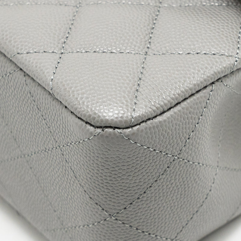 Chanel Small Classic Double Flap Bag Caviar Dark Grey LGHW (Microchip)