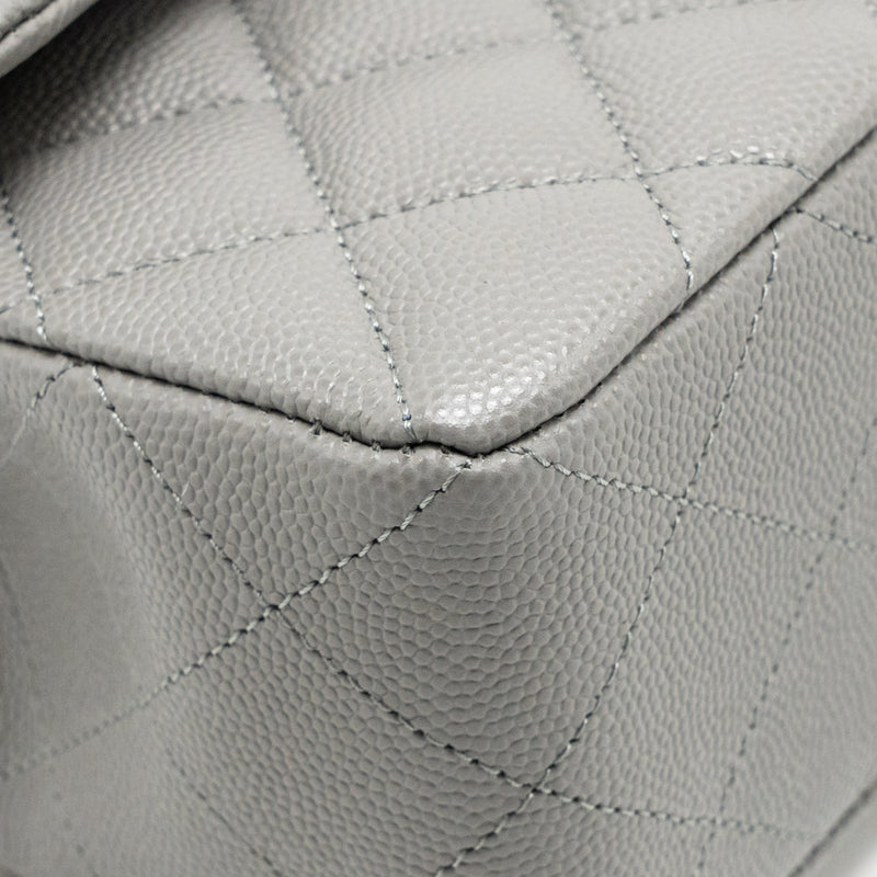 Chanel Small Classic Double Flap Bag Caviar Dark Grey LGHW (Microchip)