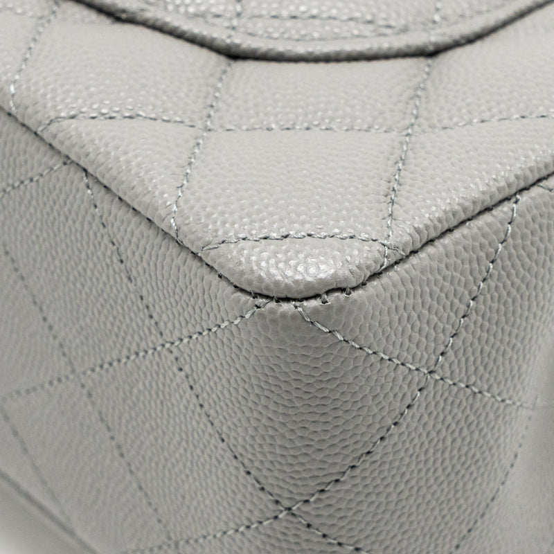 Chanel Small Classic Double Flap Bag Caviar Dark Grey LGHW (Microchip)