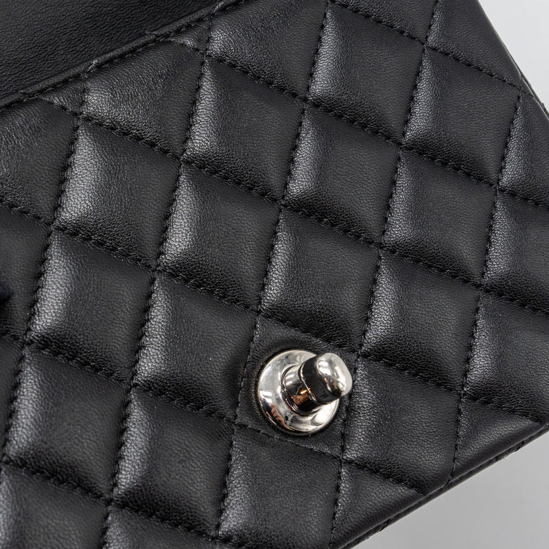 Chanel mini square flap bag lambskin black SHW