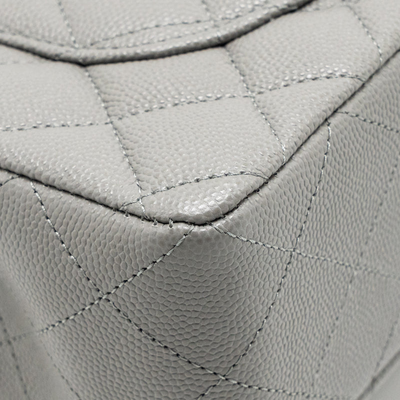 Chanel Small Classic Double Flap Bag Caviar Dark Grey LGHW (Microchip)