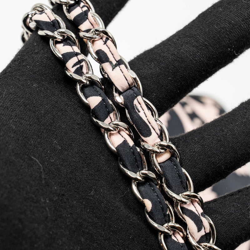 Chanel Mirror Charm Single Flap Bag Fabric Black/Pink SHW