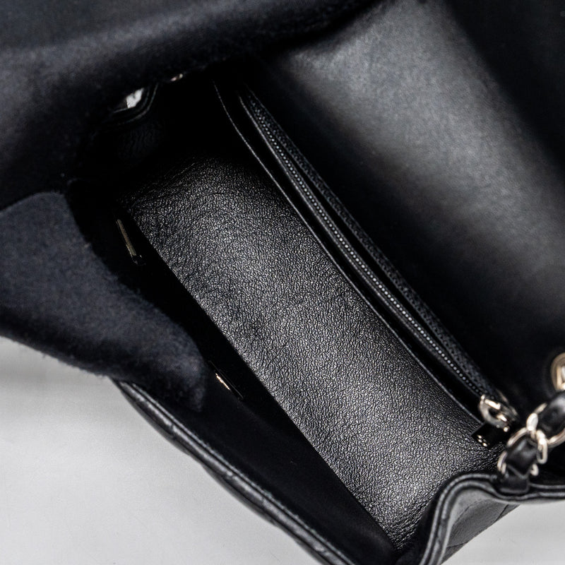 Chanel mini square flap bag lambskin black SHW