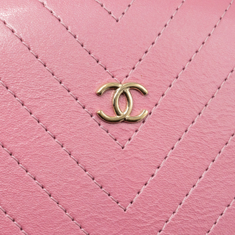 Chanel Oval Chevron Bag Lambskin Pink LGHW