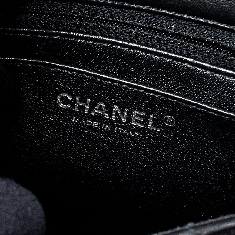 Chanel mini square flap bag lambskin black SHW