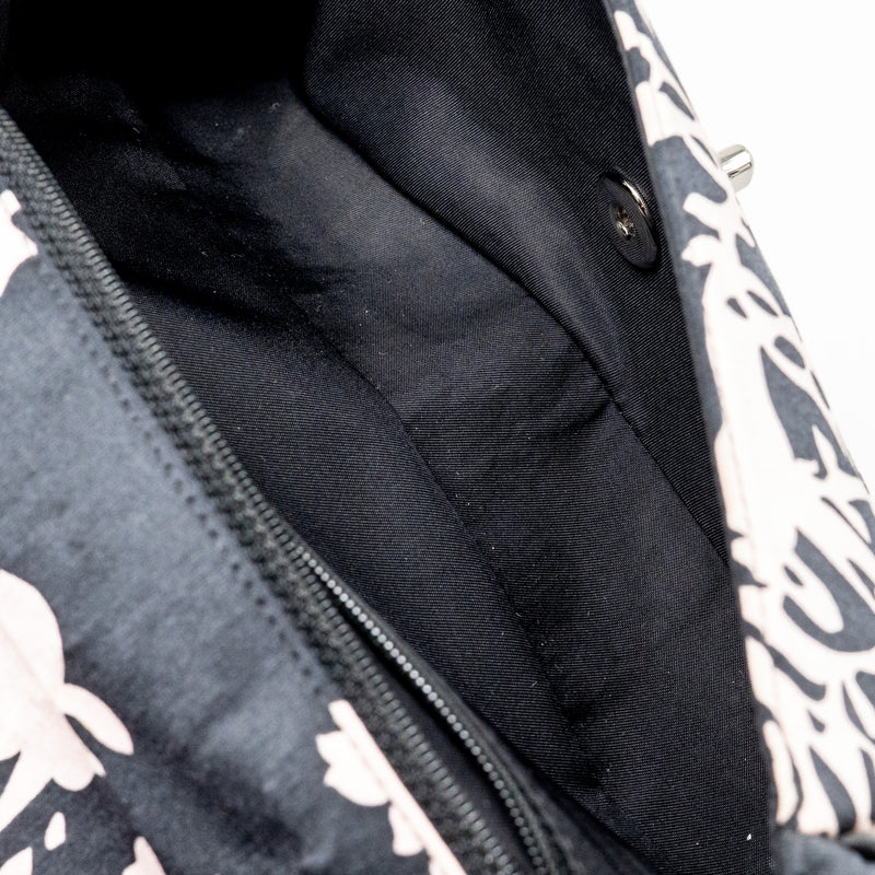 Chanel Mirror Charm Single Flap Bag Fabric Black/Pink SHW