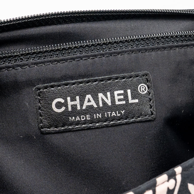 Chanel Mirror Charm Single Flap Bag Fabric Black/Pink SHW
