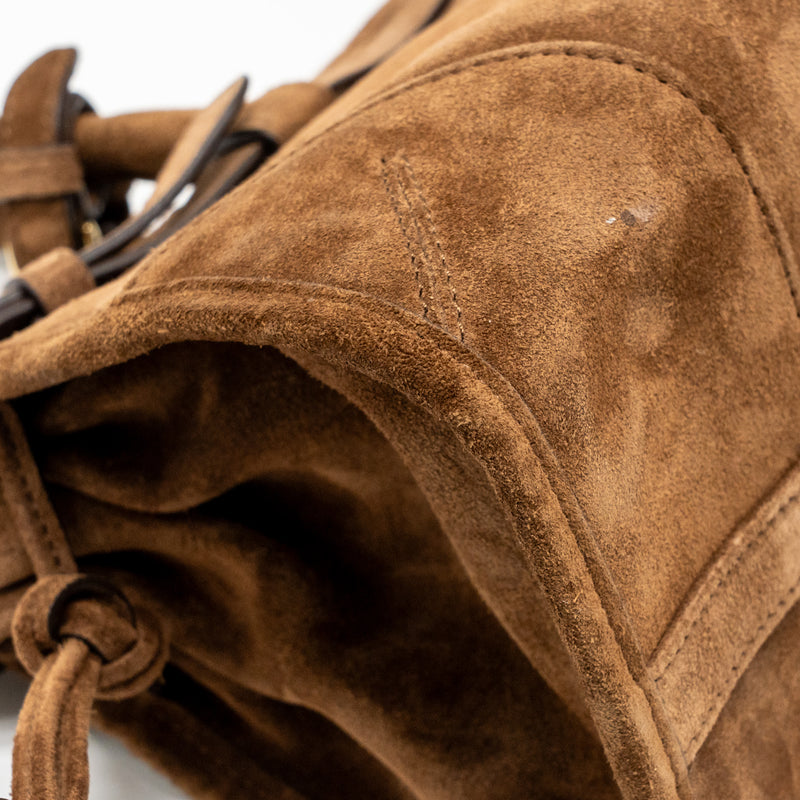 Prada Medium Bonnie handbag suede leather brown GHW