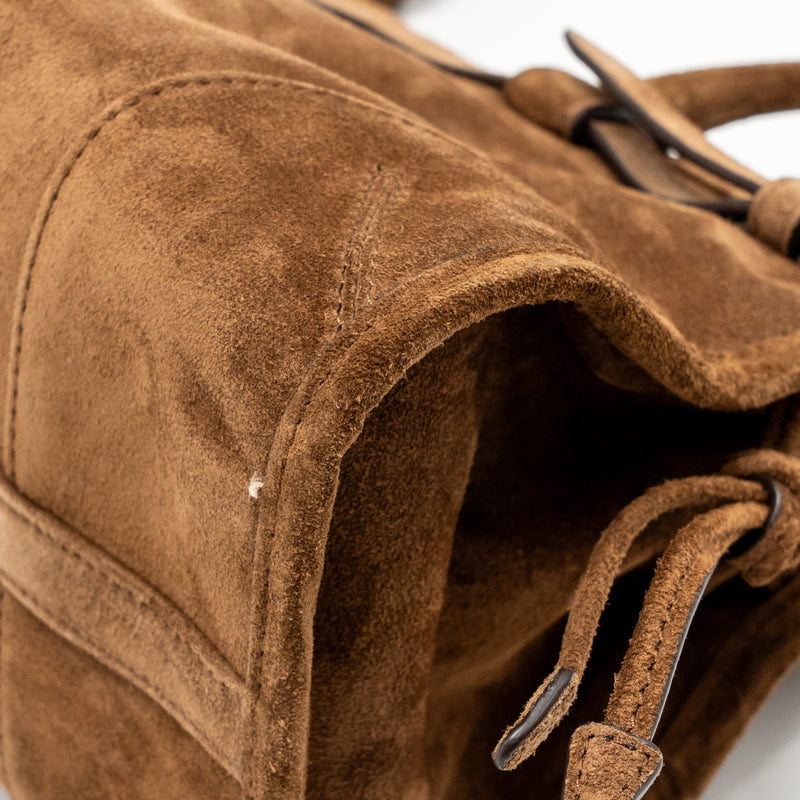 Prada Medium Bonnie handbag suede leather brown GHW