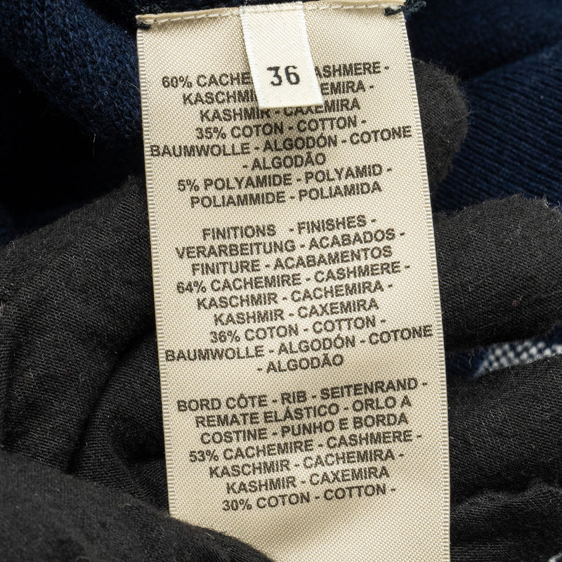 Hermes Size 36 Reversible Knit Cashmere/Cotton Blue Navy