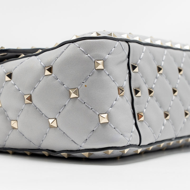 Valentino Medium Rockstud Spike Bag Lambskin Nappa Light Grey LGHW
