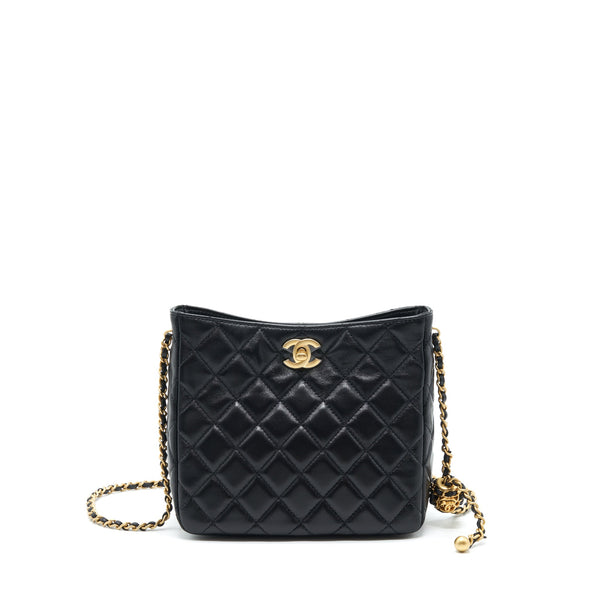Chanel 22S Pearl Crush Hobo Bag Lambskin Black GHW