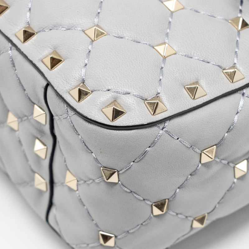 Valentino Medium Rockstud Spike Bag Lambskin Nappa Light Grey LGHW