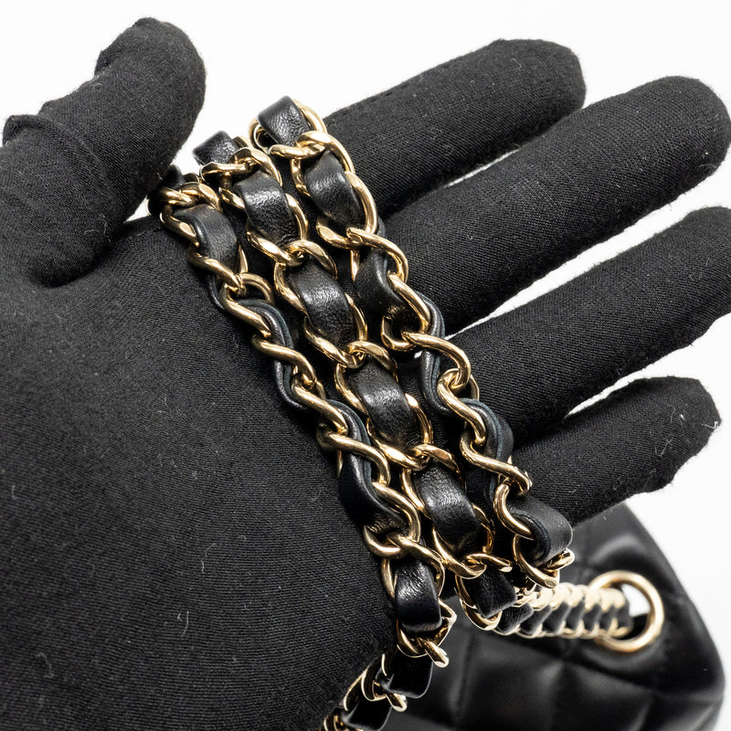 Chanel Classic mini square single flap bag lambskin black LGHW (Microchip)