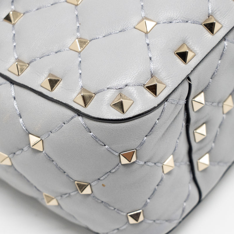 Valentino Medium Rockstud Spike Bag Lambskin Nappa Light Grey LGHW