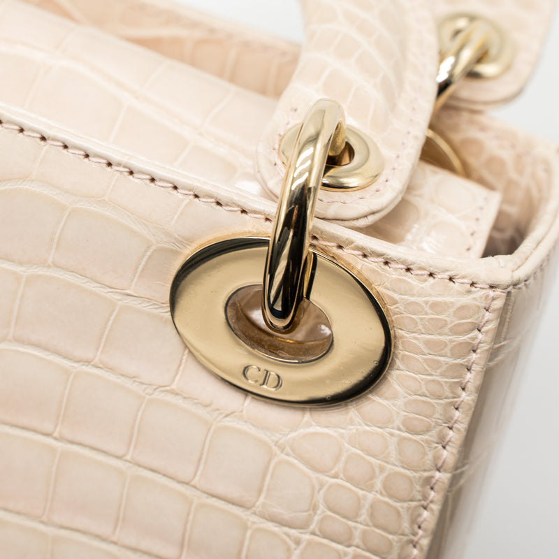 Dior Mini Lady Dior Alligator Mississippiensis Light Pink LGHW