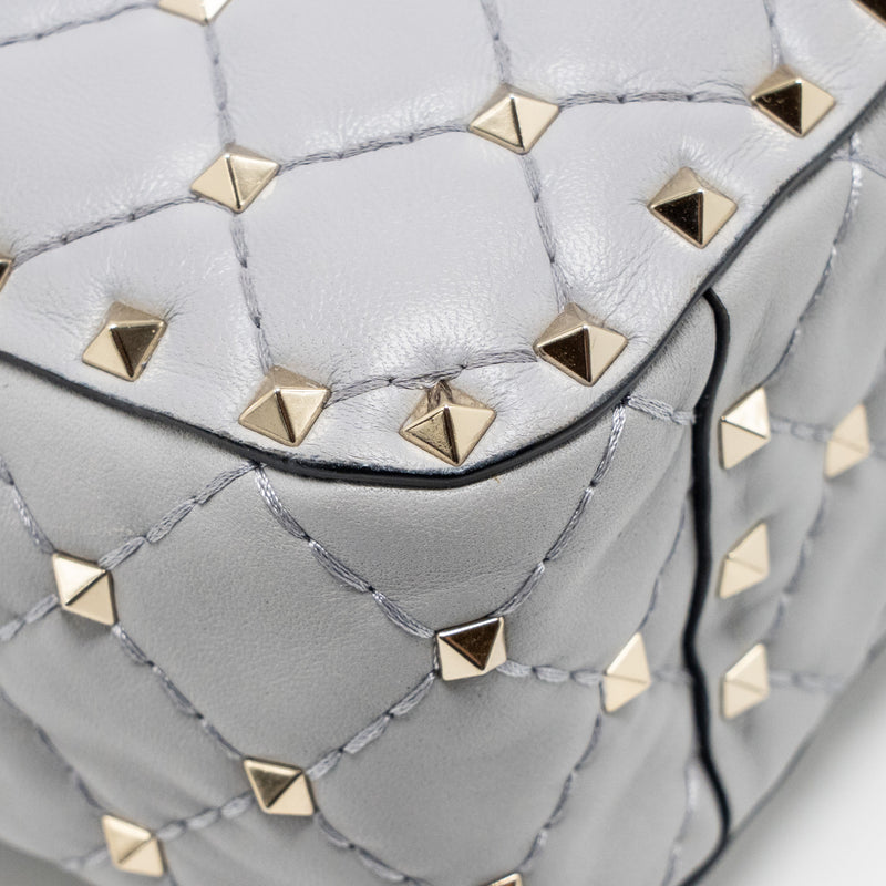 Valentino Medium Rockstud Spike Bag Lambskin Nappa Light Grey LGHW