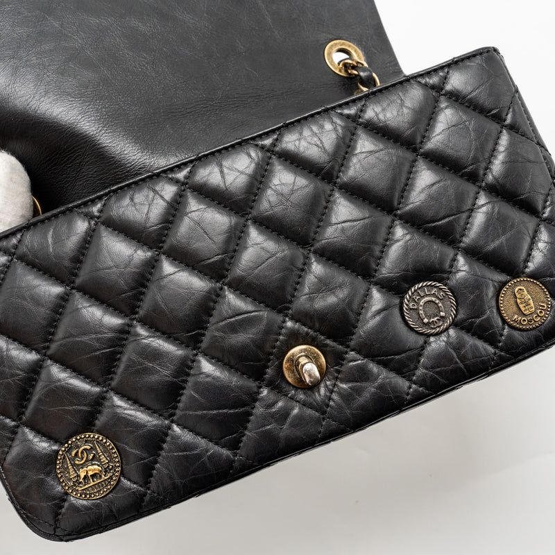 Chanel Medallion Quilted Flap Bag Aged Calfskin Black Multicolour Hardware