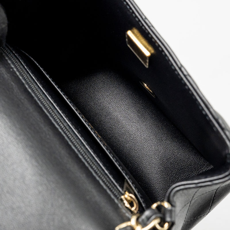 Chanel Classic mini square single flap bag lambskin black LGHW (Microchip)
