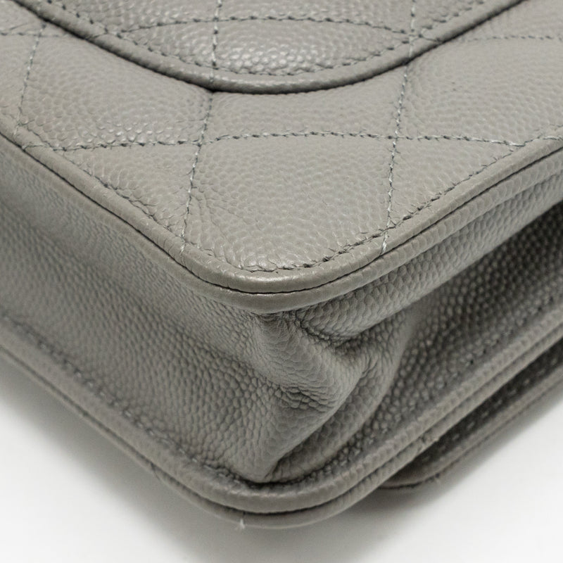 Chanel Classic Wallet on Chain Caviar Grey LGHW (Microchip)