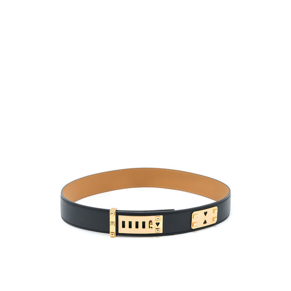 Hermes Size 75 Collier De Chien As De Coeur 35 Belt Epsom Black GHW Stamp Z