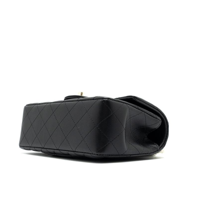 Chanel Top Handle Mini Rectangular Flap Bag Lambskin Black LGHW (Microchip )