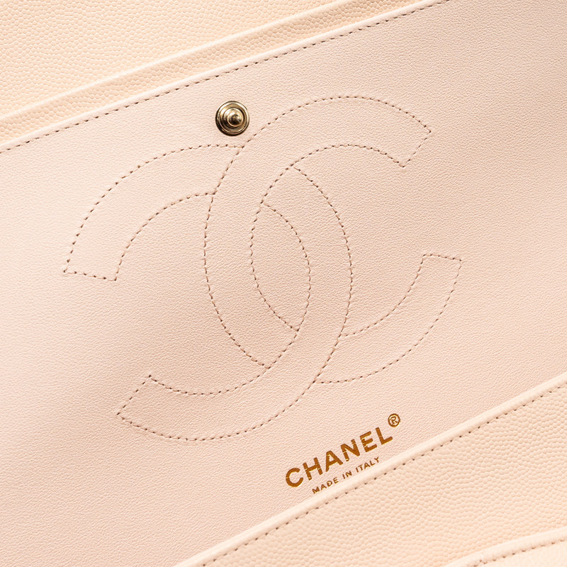 Chanel Jumbo Classic Double Flap Bag Caviar Beige LGHW (Microchip)
