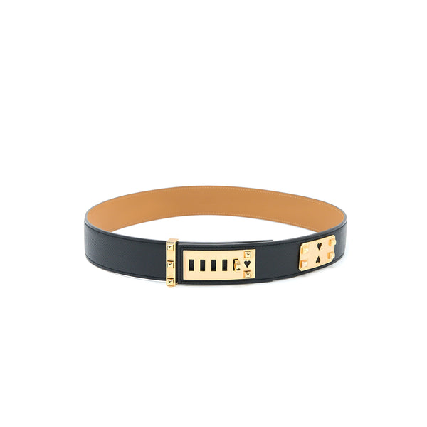 Hermes Size 75 Collier De Chien As De Coeur 35 Belt Epsom Black GHW Stamp Z