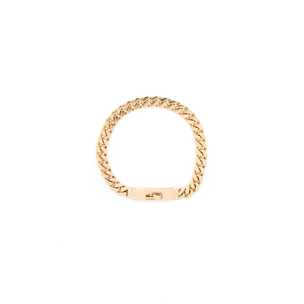 Hermes Size LG Kelly Gourmette Bracelet Rose Gold Diamonds