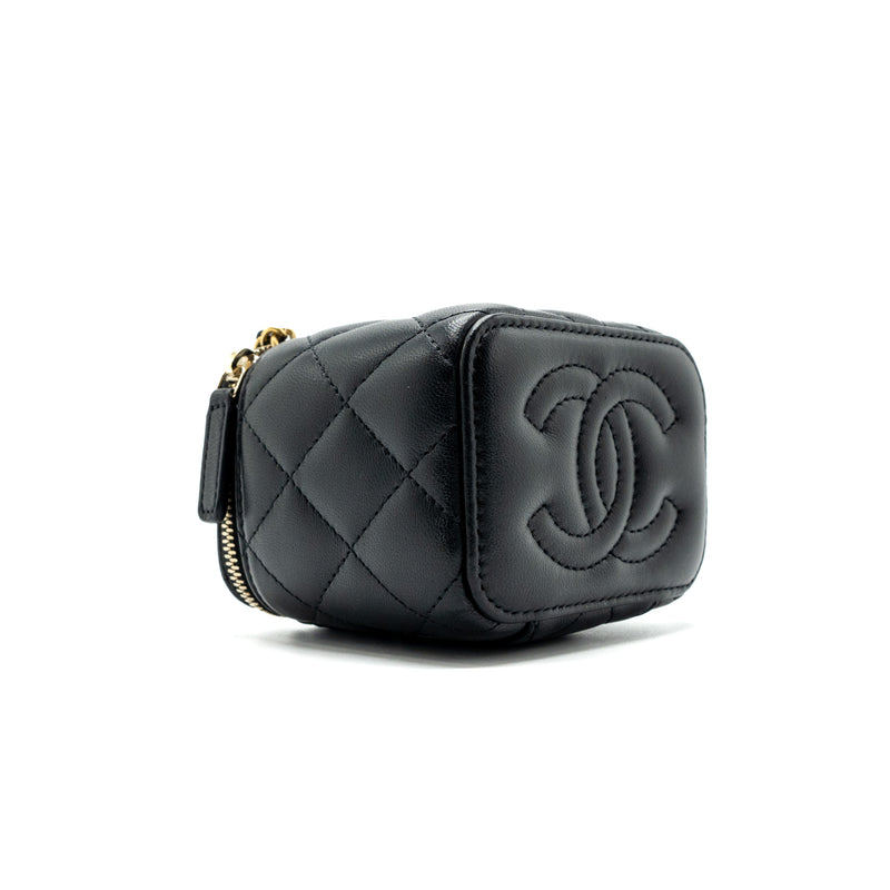 Chanel Pearl Crush Mini Vanity Case Lambskin Black GHW (microchip)