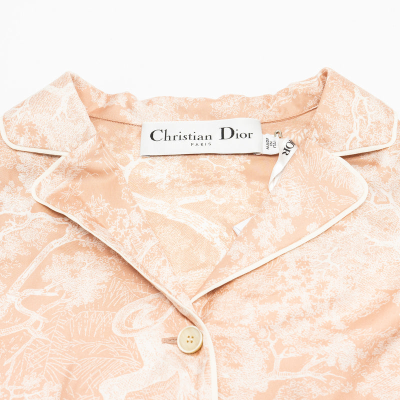 DIOR Size 34 Toile De Jouy Shirt Silk Pink/White