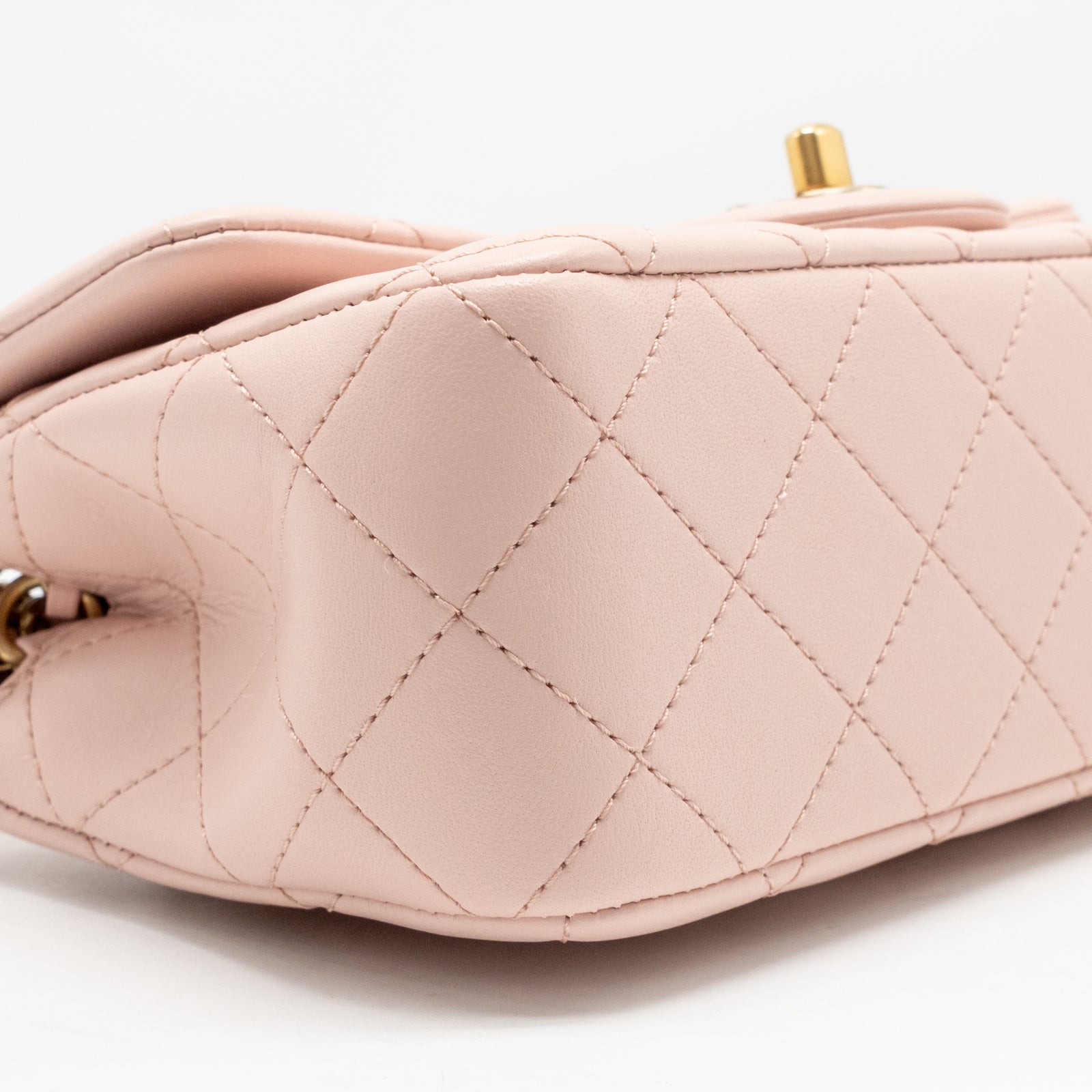 Chanel Pearl Crush Mini Rectangular Flap Bag Lambskin PINK GHW (Microc