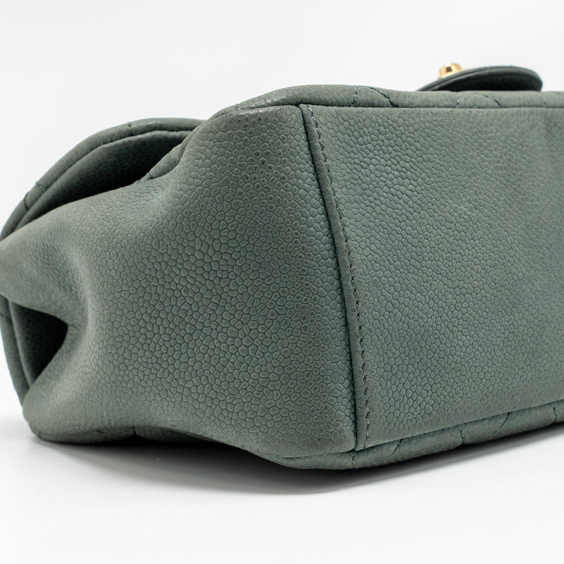 Chanel Top Handle Flap Shoulder Bag with Chain Caviar Dark Green GHW
