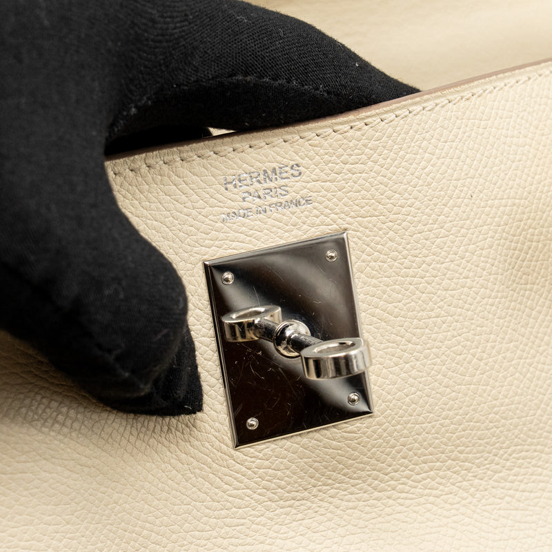 Hermes Kelly 32 Epsom Retourne Craie SHW Stamp Square R