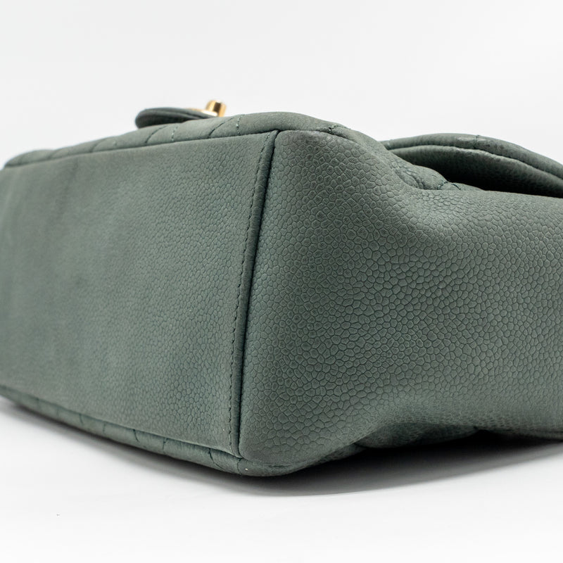 Chanel Top Handle Flap Shoulder Bag with Chain Caviar Dark Green GHW