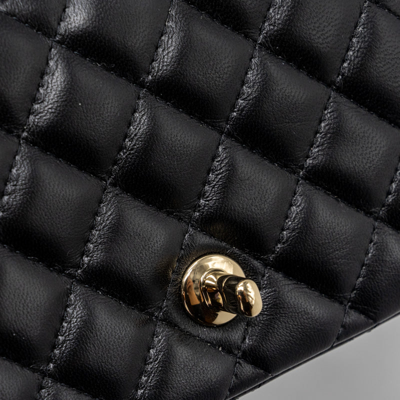 Chanel Classic Mini Square Flap Bag Lambskin Black LGHW (Microchip)