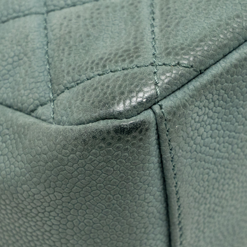 Chanel Top Handle Flap Shoulder Bag with Chain Caviar Dark Green GHW