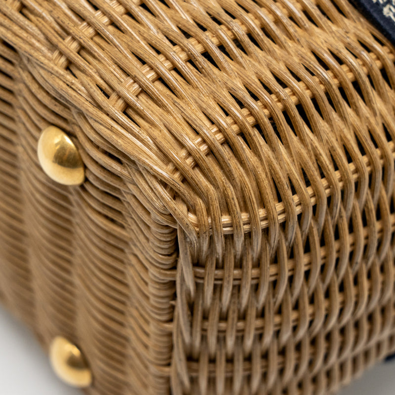Dior Wicker Basket Shoulder Bag Blue Dior Oblique Jacquard GHW