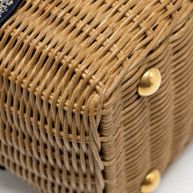 Dior Wicker Basket Shoulder Bag Blue Dior Oblique Jacquard GHW