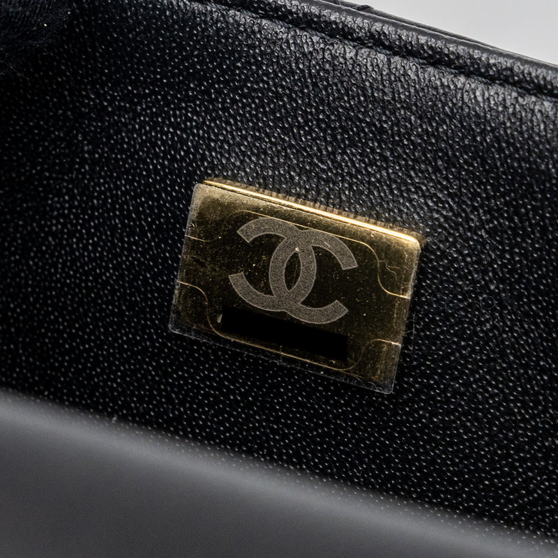 Chanel Classic Mini Square Flap Bag Lambskin Black LGHW (Microchip)