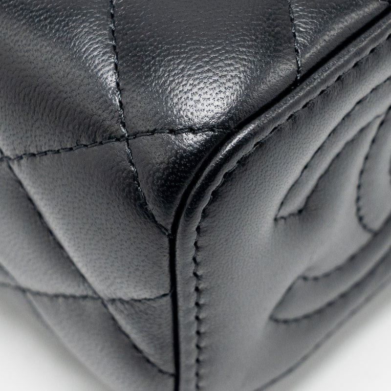 Chanel Pearl Crush Mini Vanity with Chain Lambskin Black GHW (Microchip)