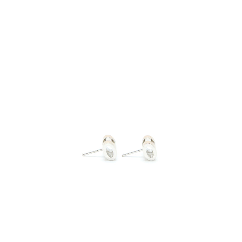 Hermes Mini Pop H Earrings Marron Glacé SHW